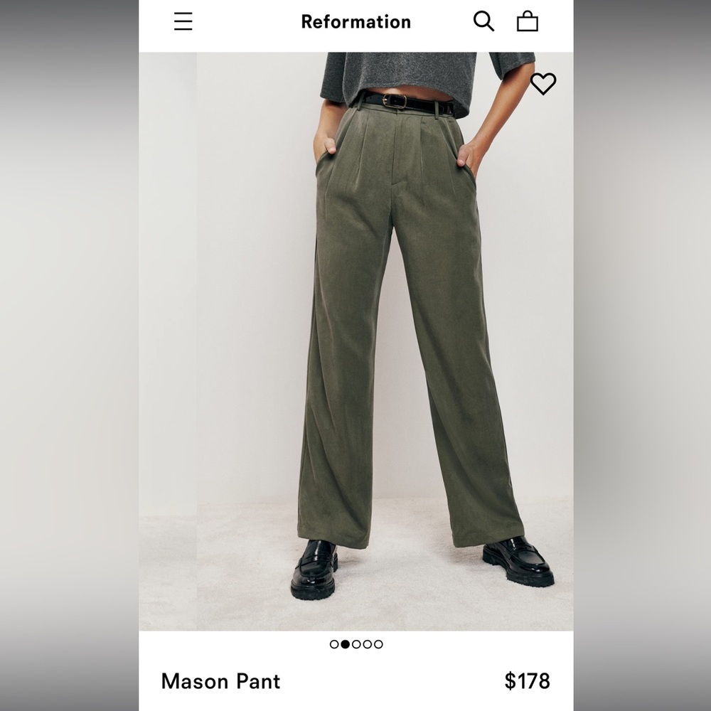 Reformation Mason pant in army green